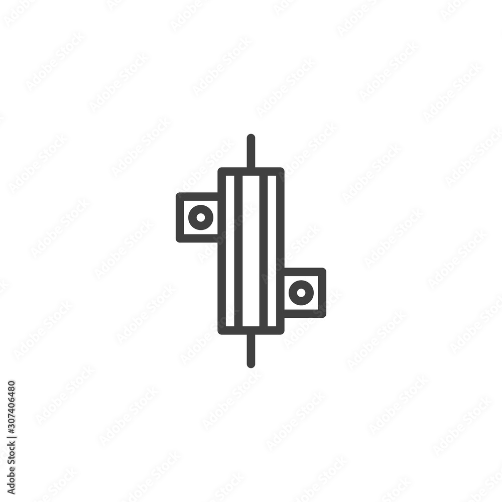 Power resistor line icon. Microchip linear style sign for mobile concept and web design. CPU, chip outline vector icon. Symbol, logo illustration. Vector graphics Power resistor line icon. Microchip linear style sign for mobile concept and web design. CPU, chip outline vector icon. Symbol, logo illustration. Vector graphics