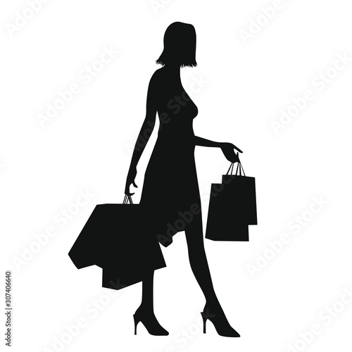 Woman With A Shopping Bag Silhouette