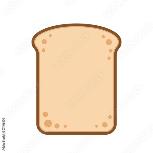 flat design single bread slice icon for food design on white, stock vector illustration