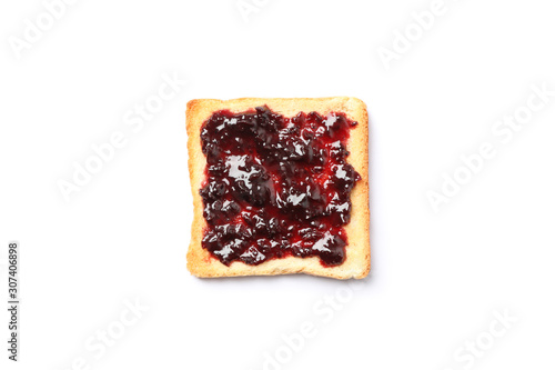 Toast with currant jam isolated on white background