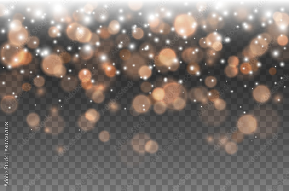 Bokeh lights effect isolated on transparent background. Vector ...