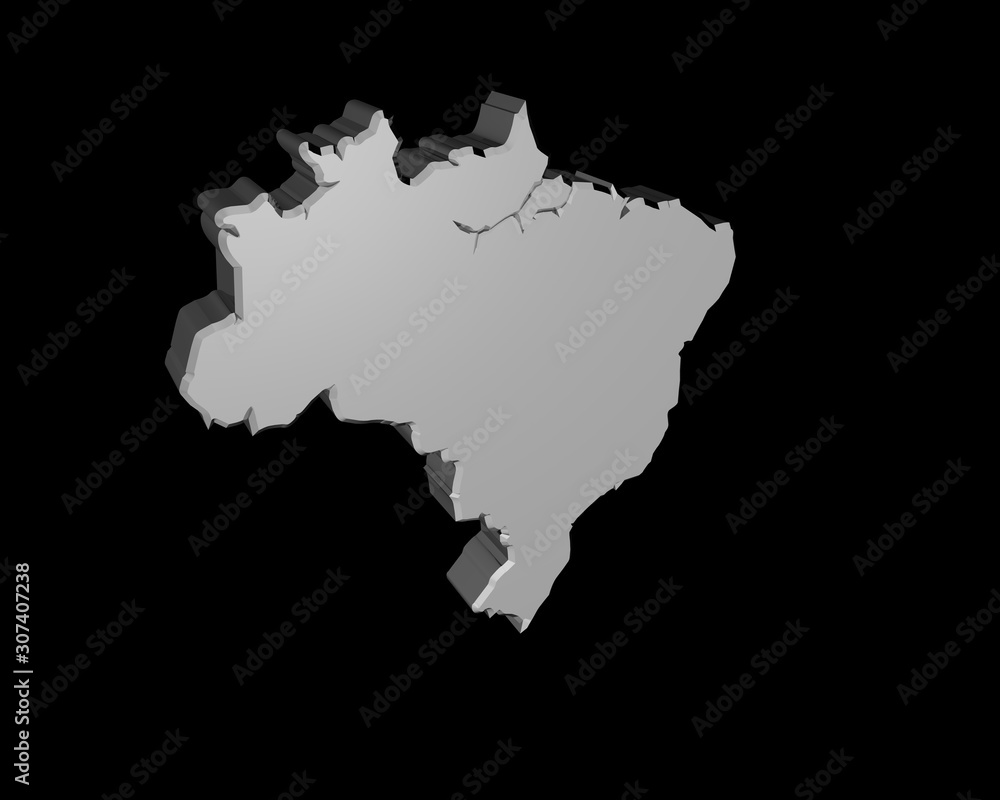 3d illustration of map of brazil