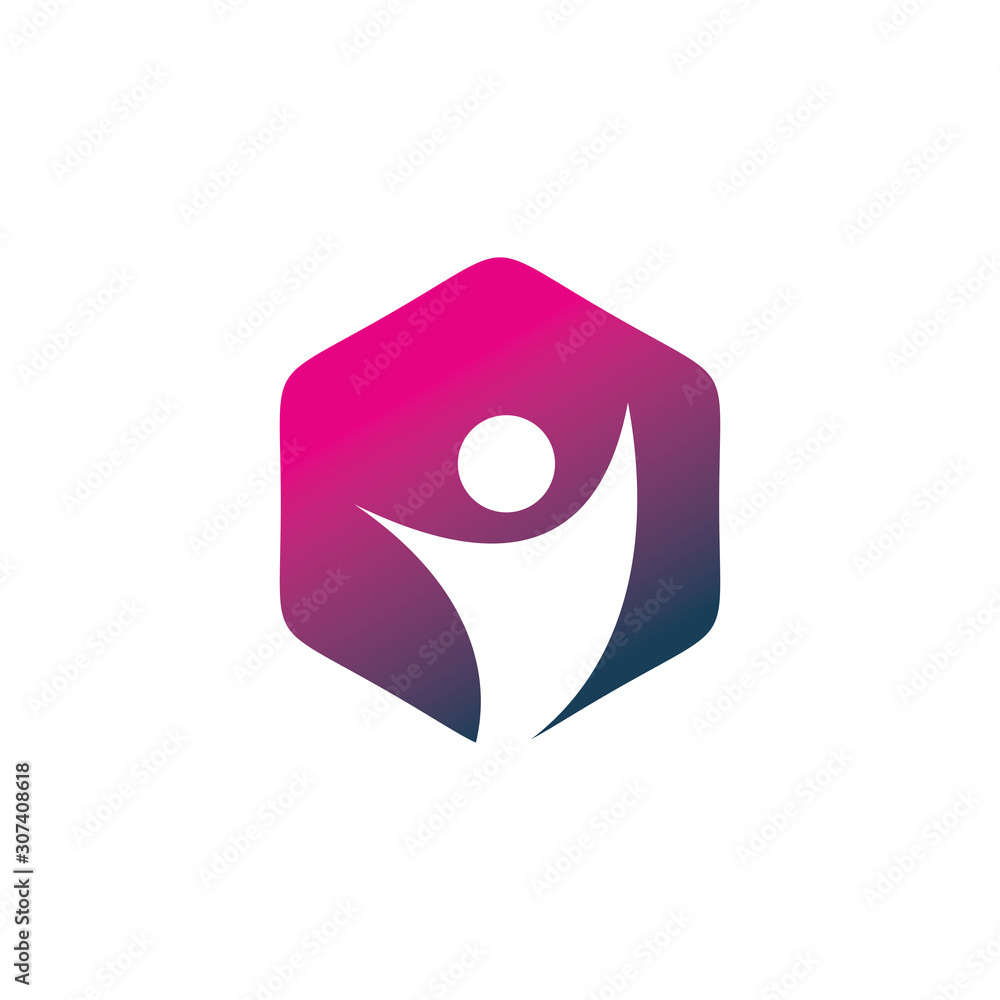 color hexagon people logo design color hexagon people logo design