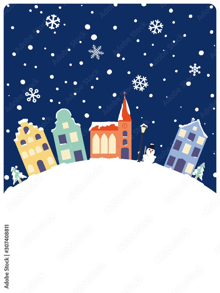 Winter and Christmas Season Greeting Card with copy space