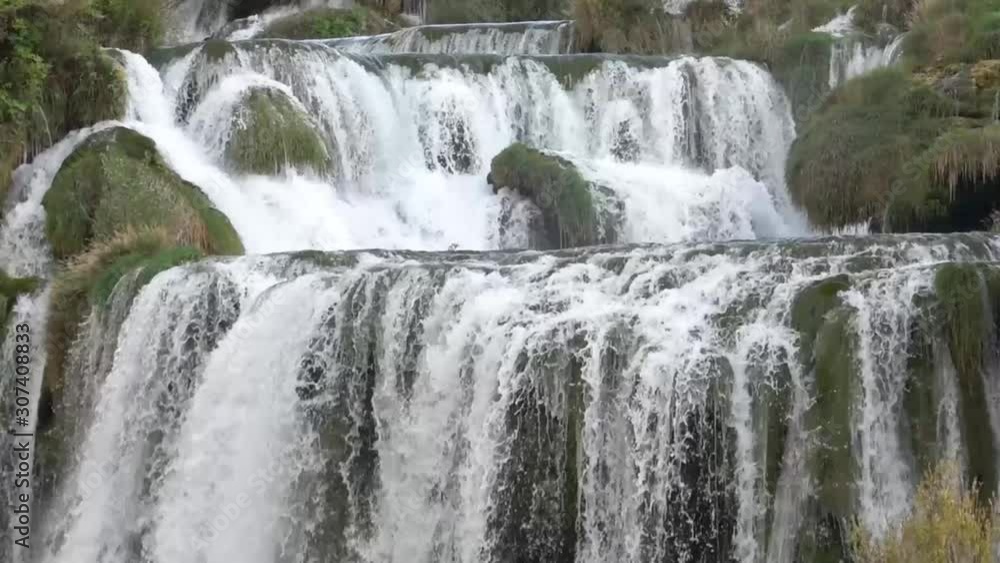 Closeup view of the cascading Skradinksi Bul Falls located in Krka National Park in Croatia Closeup view of the cascading Skradinksi Bul Falls located in Krka National Park in Croatia