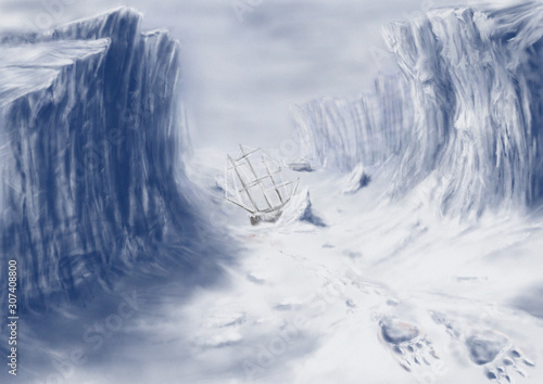 Fotografie Ilustración inspirada en la Expedición Frnaklin