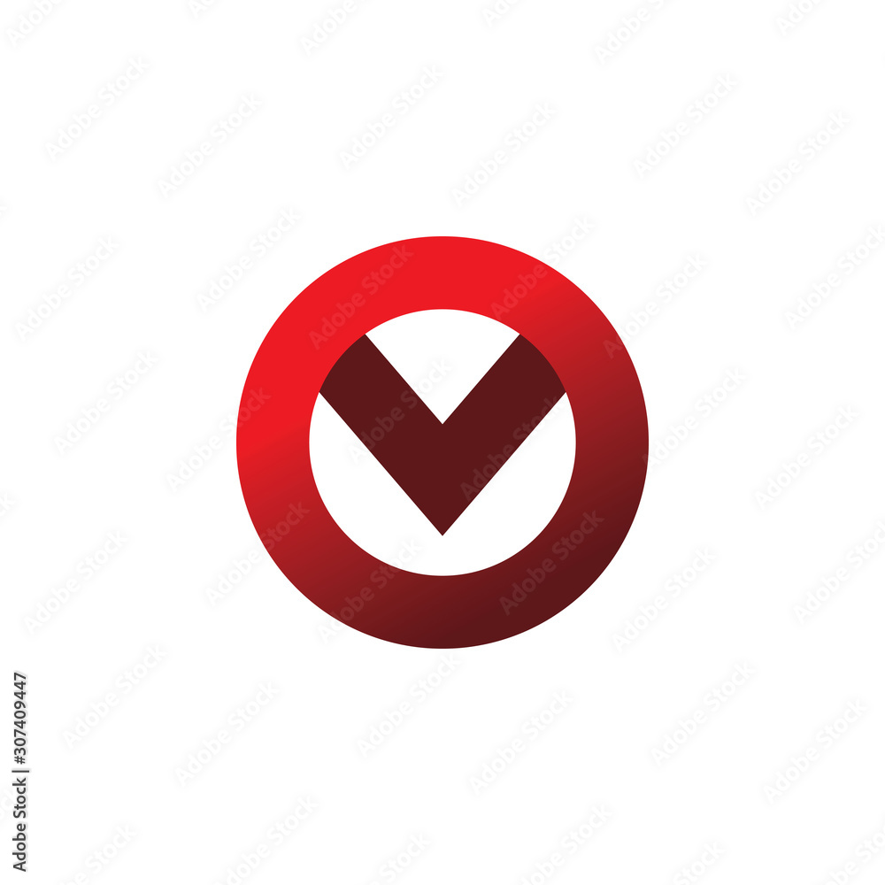 color circle v logo design