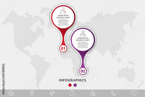 Vector template circle infographics. Business concept with 2 options and parts. Two steps for diagrams, flowchart, timeline