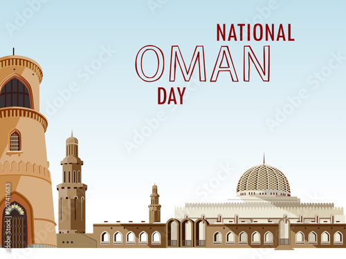 easy to edit vector illustration of patriotic greetings background for Happy National Oman Day on 18th November