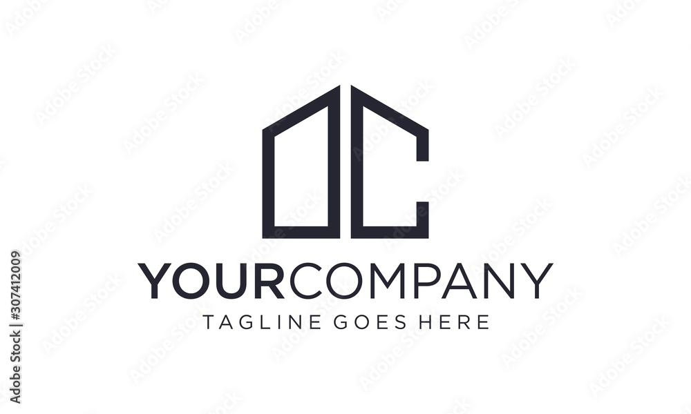 D C or O C Initial building logo concept D C or O C Initial building logo concept