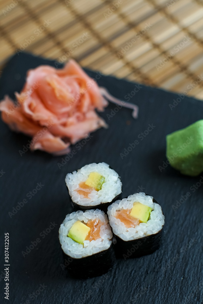 Sushi on a restaurant table Sushi on a restaurant table