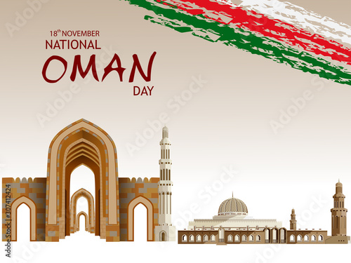 easy to edit vector illustration of patriotic greetings background for Happy National Oman Day on 18th November