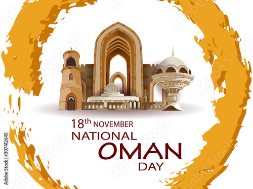 easy to edit vector illustration of patriotic greetings background for Happy National Oman Day on 18th November
