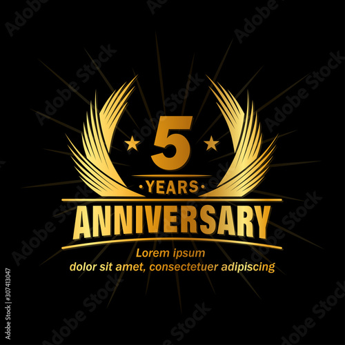 5 years logo design template. Anniversary vector and illustration template. 