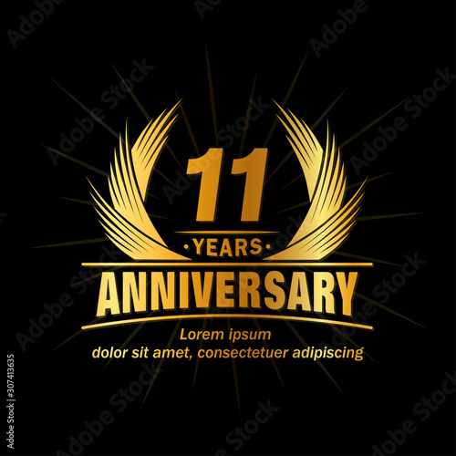 11 years logo design template. Anniversary vector and illustration template. 