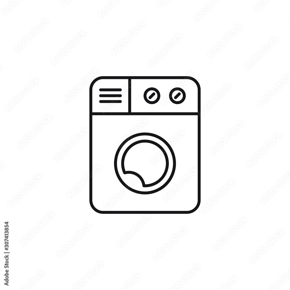 Washing machine icon design line style isolated on white background. Vector illustration