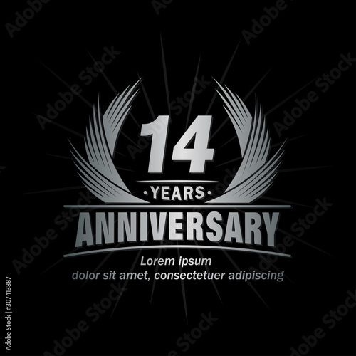14 years logo design template. Anniversary vector and illustration template. 