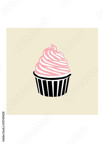 Vector illustration of delicious cupcake
