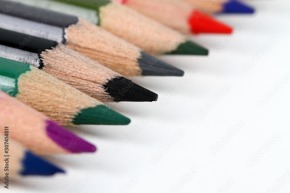 Various colour pencils on white background Various colour pencils on white background