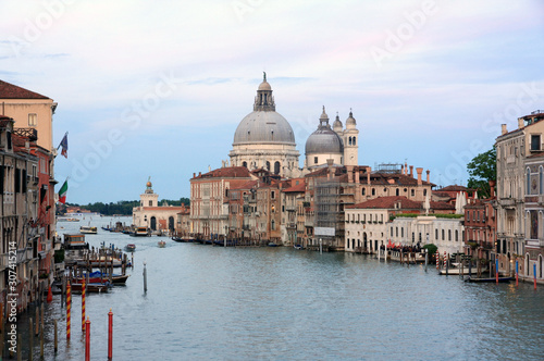 Beautiful view of Grand Canal and Basilica Santa Maria della Salute in Venice, Italy. © K_Thitipong