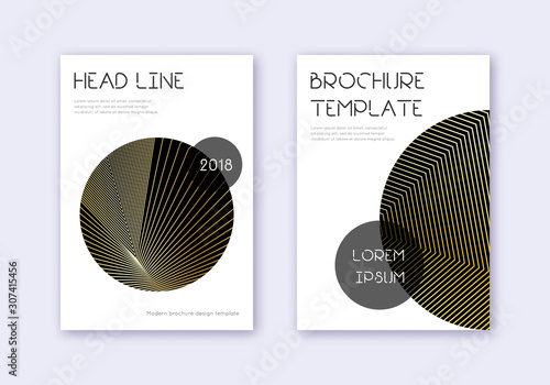 Trendy cover design template set. Gold abstract li