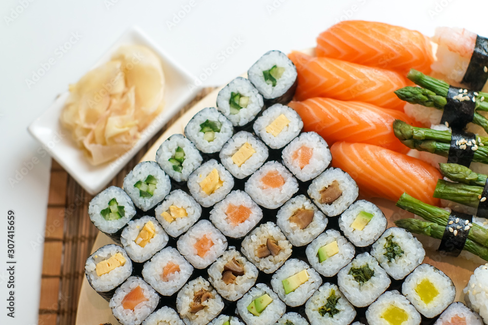 Sushi on a restaurant table Sushi on a restaurant table