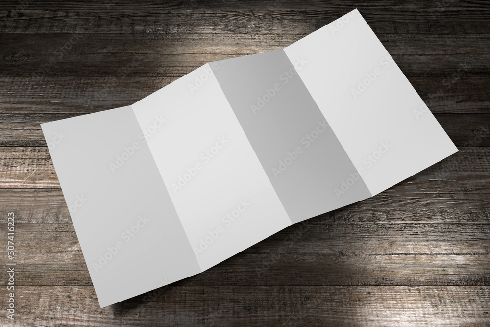 Leaflet/ brochure/ leaflet mockup (4 x DL, 4 x 99x210 mm) - 3D rendering Leaflet/ brochure/ leaflet mockup (4 x DL, 4 x 99x210 mm) - 3D rendering