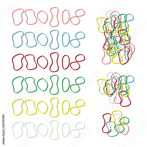 Rubber bands illustration set. Vector.