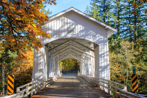 Short Bridge is a covered bridge in Cascadia, Oregon near Sweet Home on Highway 20. photo