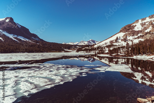 Lake at new winter in Yosemite national park