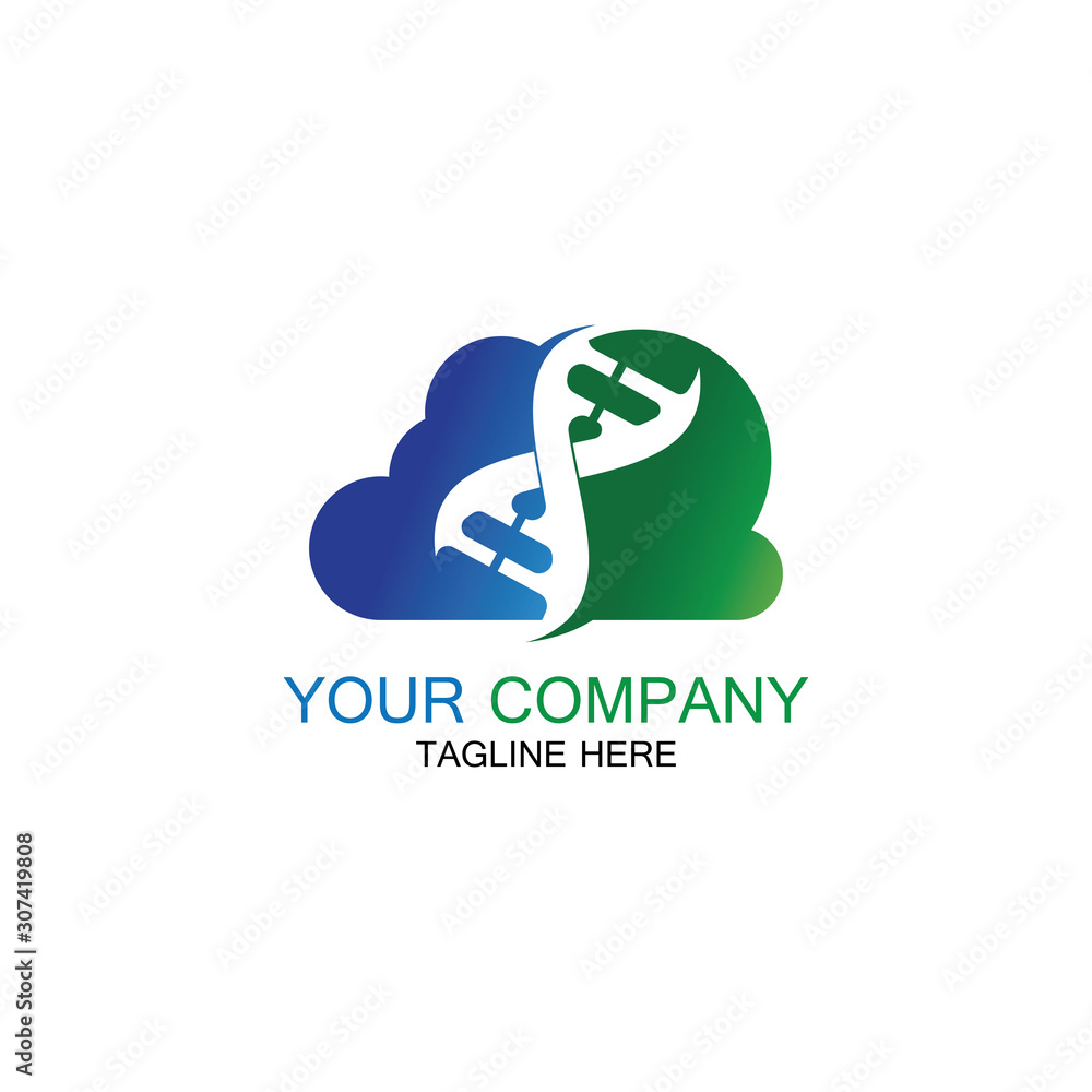 DNA Cloud logo vector design template-vector DNA Cloud logo vector design template-vector