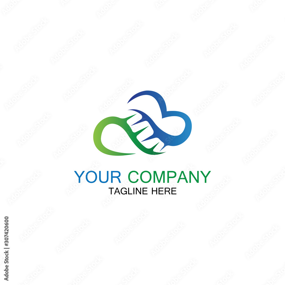 DNA Cloud logo vector design template-vector DNA Cloud logo vector design template-vector