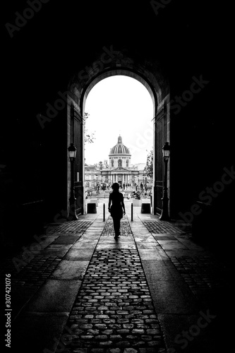 Photography tunnel between buildings in paris