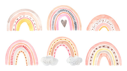 Deken met foto Eenhoorn Handgeschilderde regenboog in zachte aquarelkleuren  © Anastasia
