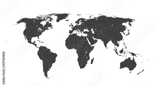 Fototapeta Naklejka Na Ścianę i Meble -  World Map Vector Illustration on White Isolated Background. Flat Blank world map. Eps 10