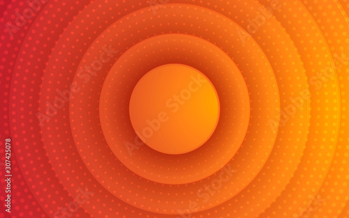 Abstract 3D circle papercut layer orange background with glitters decoration