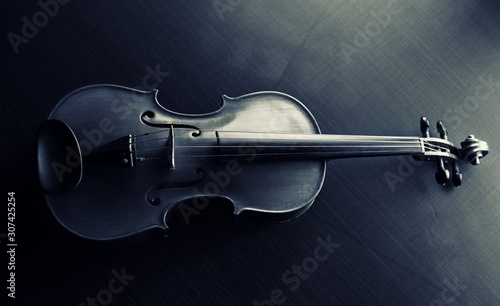 Photo The abstract art design background of wooden violin put on background,show half