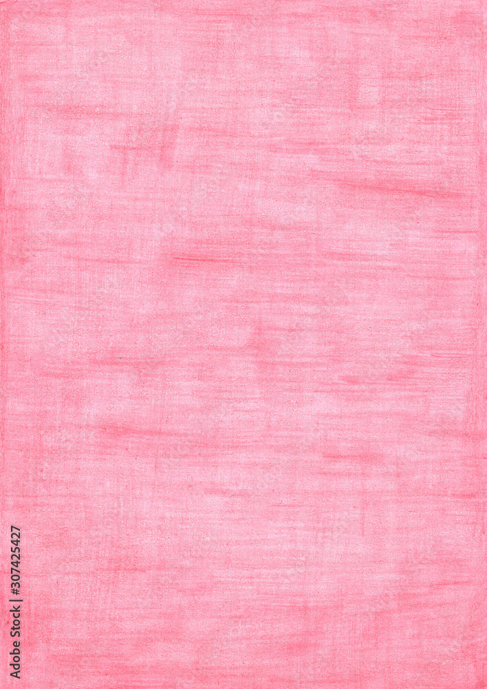 Fototapeta premium Rose red rectangle sheet of paper colored with pencil.