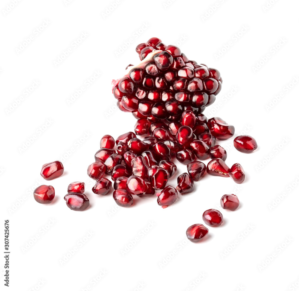Pomegranate seed pile isolated on white background cutout Pomegranate seed pile isolated on white background cutout