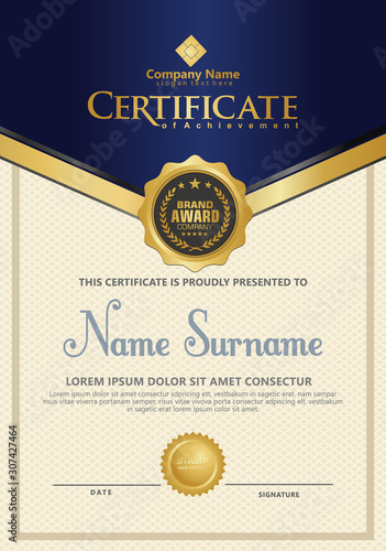Certificate template with luxury and elegant texture modern pattern, diploma, Vector illustration