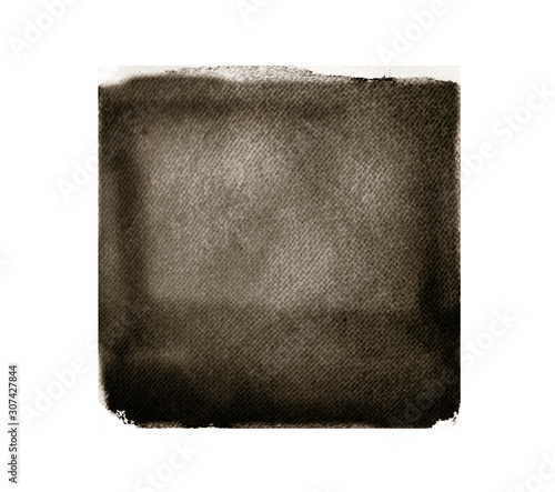 Watercolor square on white as background