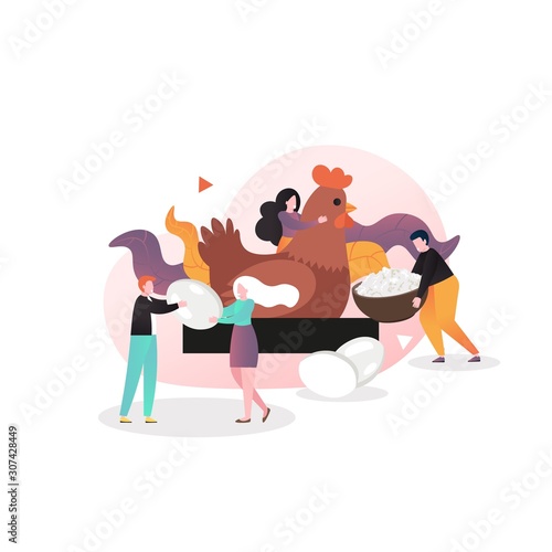 Poultry farming vector concept for web banner, website page