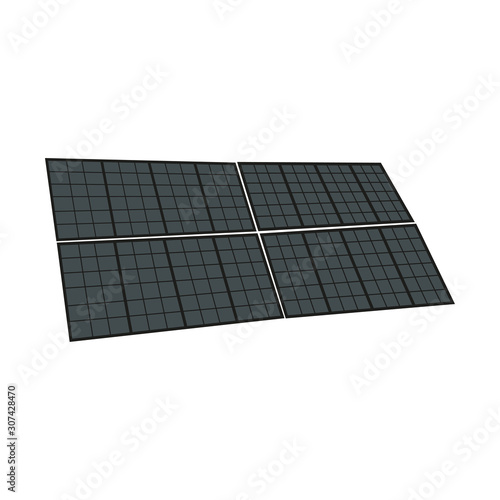 Solar panels or solar power. Alternative or renewable energy. Vector sign, icon or symbol isolated on a white background