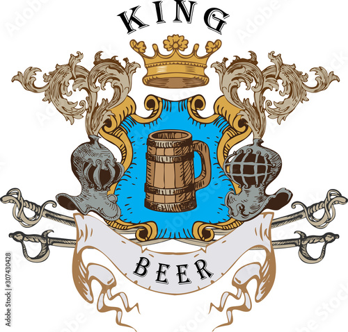 vector image of a beer label in the style of a medieval coat of arms vintage graphics