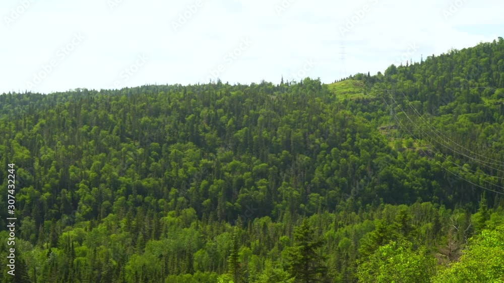 Smooth gimbal shot of nature, mountains, and landscape in Marathon, Ontario during summer Smooth gimbal shot of nature, mountains, and landscape in Marathon, Ontario during summer