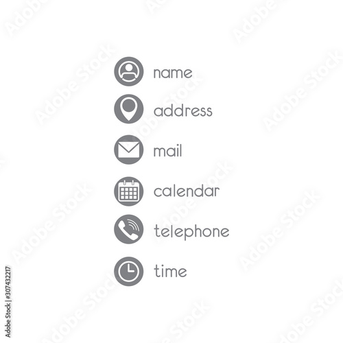 Contact icons set on white background