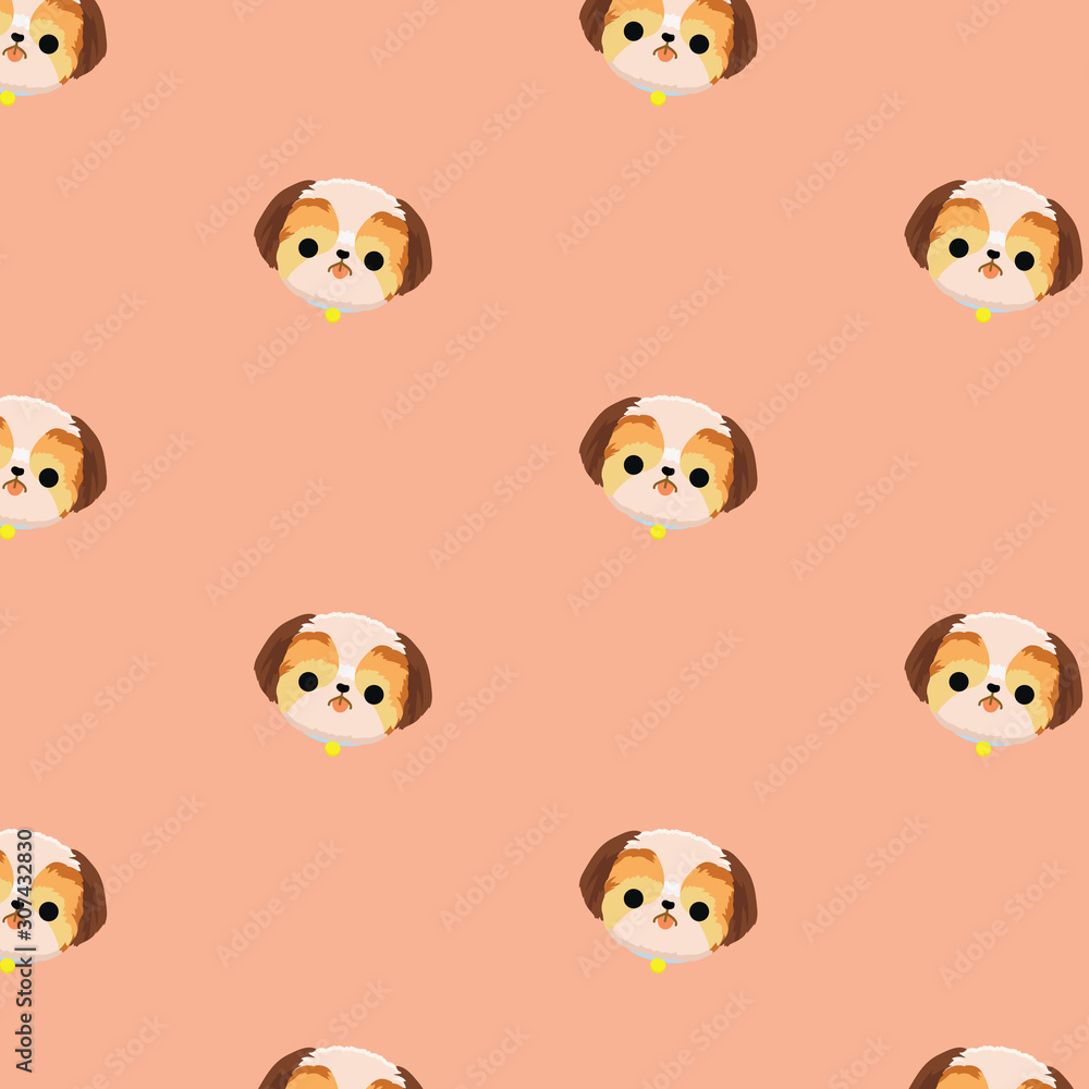 Obraz premium Vector cartoon character shih tzu dog pattern for design.