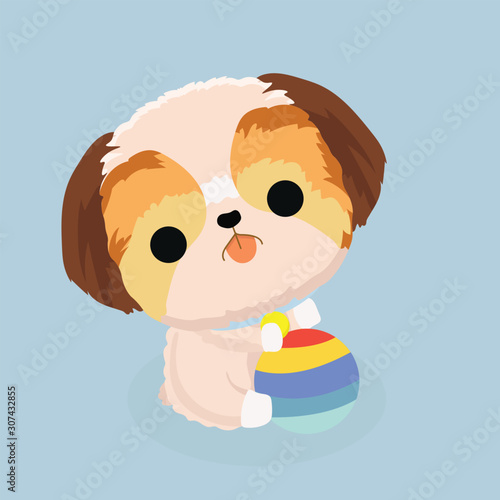 character shih tzu dog on pastel background..