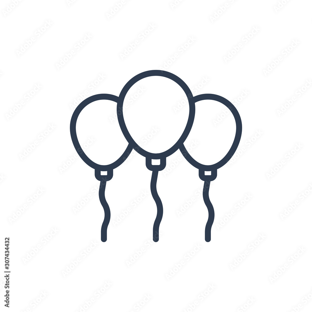 balloon icon in outline style. vector illustration and editable stroke. Isolated on white background.