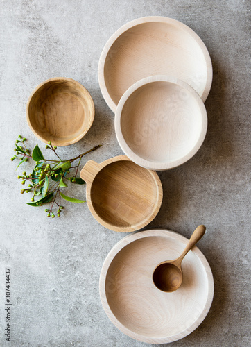 Hand crafted wooden bowls and spoon homewares